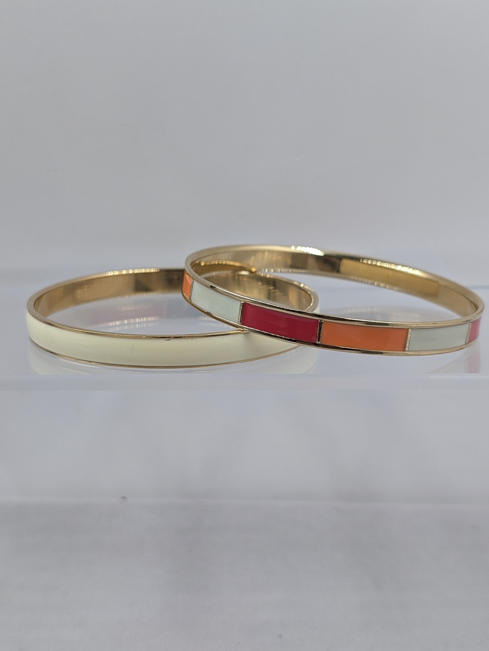 J.Crew Cream & Multicolor Colorblock Enamel Gold Bangle Set | M293